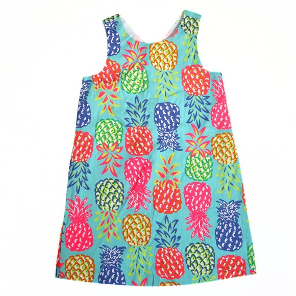 Tommy Bahama Dresses & Skirts - Tommy Bahama Shift Dress Girls Size 8 Blue Pineapple Print Cotton Pique Summer